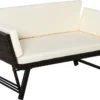 Outsunny 2er Gartensofa Gartenmöbel Loungesofa Gartenbank Gartenliege Klappbare Armlehnen Polyrattan + Stahl Braun 129 X 66 X 79 Cm