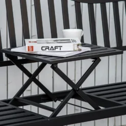 Outsunny Gartenbank Mit Ausziehbarem Tisch Für 2-3 Personen Parkbank Aus Metall Sitzbank Bank Terrassenbank Mit Rücken- & Armlehnen Gartenmöbel Schwarz 150 X 58,5 X 90 Cm -Deutschland Garten Zier Verkaufs-Shop 9b55b84d73952f49bf14e77a9ac0cad6