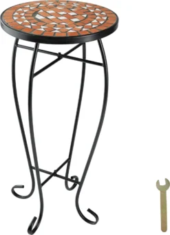 Tectake Balkontisch Blumenhocker Mit Mosaikmuster 30x30x61,5cm - Terracotta