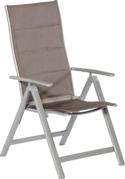 Merxx Klappsessel "Taviano" 2er Set - Aluminiumgestell Silber Mit Textilbespannung Diamantbraun