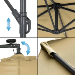 ECD Germany Ampelschirm Mit Kurbel Und Ständer Inkl. LED-Solar - Ø 300 Cm - Braun - Wasserabweisend, Sonnenschutz UV50+, Neigbar, Gartenschirm Terrassenschirm Marktschirm Kurbelschirm Schirm -Deutschland Garten Zier Verkaufs-Shop 9be836ec6f37eb2bf564f9b12d14c97d