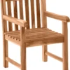 Möbilia Gartenstuhl Aus Teak Holz | Mit Armlehnen | B 60 X T 63 X H 92 Cm | Natur | 11020006 | Serie GARTEN