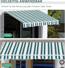 Outsunny Manuelle Gelenkarmmarkise 395 Cm Markise Mit Handkurbel Balkonmarkise Sonnenschutz Wandmontage Balkon Alu Weiß+Grün 395 X 245 Cm -Deutschland Garten Zier Verkaufs-Shop 9cb242c5b50fdbb7b978909f8cca0eaa