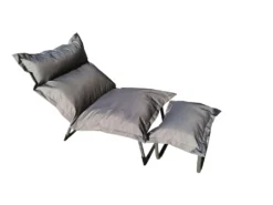 HC Garten & Freizeit Gartensessel Mit Fusshocker Gartenmöbel Gartenstuhl Set Lounge Kissen Verstellbar