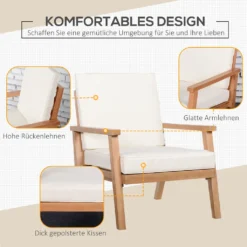 Outsunny 2er-Set Gartenstühle Mit Kissen Gartensessel Set Gartenstuhl Aus Pappelholz Gartenmöbel Holzstuhl Balkonstuhl Terrassenstuhl Braun+Beige 66 X 77,5 X 74,5 Cm -Deutschland Garten Zier Verkaufs-Shop 9d71da7160bb17159975cc03dc537d7d