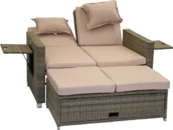 Greemotion Gartensofa / Loungebett Bahia Twin Aus Polyrattan, Sand-grau -Deutschland Garten Zier Verkaufs-Shop 9db11991a7971f64db79579370553eaf