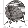 Outsunny Papasansessel Gartenstuhl 2 Sitzer Korb-Stuhl Mit Kissen Oval Loungesessel Korb Faltbar Balkon Terrasse Outdoor/Indoor Sandbraun Stahl 118 X 75 X 139 Cm