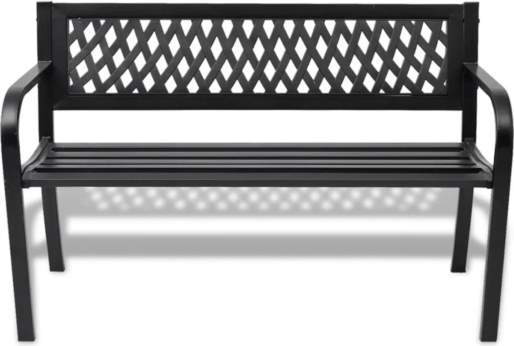 VidaXL Gartenbank 118 Cm Stahl Schwarz 2 VidaXL Gartenbank 118 Cm Stahl Schwarz – Bild 2