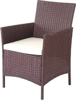 Poly-Rattan Garten-Garnitur HWC-D82, Sitzgruppe Lounge-Set Braun-meliert Mit Kissen Creme -Deutschland Garten Zier Verkaufs-Shop 9df86f43d5a3e626ef924836248d76f8