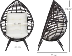 Outsunny Rattansessel In Tropfenform, Gartensessel Mit Sitzkissen, Erhöhter Rattanstuhl, Stahl, Braun, 101 X 89 X 156 Cm -Deutschland Garten Zier Verkaufs-Shop 9e3a08ff671ffed003ec50d3f4f6b230