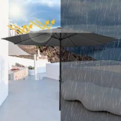 Wolketon 3m-3.5m Sonnenschirm Marktschirm Mit Handkurbel UV40+ Outdoor-Schirm Terrassen Gartenschirm,Grau,3.5m -Deutschland Garten Zier Verkaufs-Shop 9f7b6203d5c95f12c83e978f609cec52