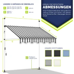 Tillvex Balkonmarkise 250 Cm Grau/Weiß Gelenkarm Markise Klemmmarkise Sonnenmarkise Balkon Ohne Bohren -Deutschland Garten Zier Verkaufs-Shop a0a53e8867923ce51a6105749ccaa802 3
