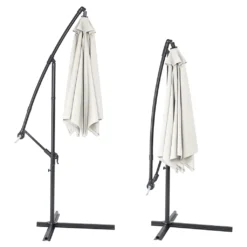 Kingsleeve Sonnenschirm Mit Ständer 300 Cm Groß UV Schutz 40+ Kurbel Neigbar Alu Wasserabweisend Windfest Ampelschirm Garten Terrasse Balkon, Farbe:creme -Deutschland Garten Zier Verkaufs-Shop a10c4cef57b34d10fca4cf1c1a337d7e