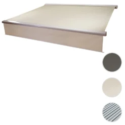 Elektrische Kassetten-Markise H124, Vollkassette, 4x3m Ausfahrbarer Volant Polyester Creme -Deutschland Garten Zier Verkaufs-Shop a118787caa2c31e7fd269e82f128fa7e