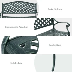 COSTWAY Gartenbank Parkbank Gusseisen, Eisenbank Belastbar Bis 210kg, Ruhebank Gartenmöbel, Sitzbank Stahlrahmen, Metallbank Mit Rückenlehnen 102x62x83cm -Deutschland Garten Zier Verkaufs-Shop a256ac501a329b22badba43325c8c666