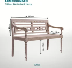 KMH® 2-sitzer Bank *Harry* White-washed (#102142) -Deutschland Garten Zier Verkaufs-Shop a2d9f67e1b32a62a00922495c93347c0