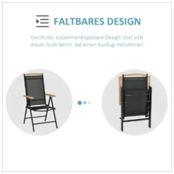 Outsunny 2er-Set Klappstuhl Gartenstuhl Klappbar Mit Rückenlehne Armlehne Für Garten Balkon Terrasse Mesh Stoff Aluminium Schwarz 71,5 X 68 X 109 Cm -Deutschland Garten Zier Verkaufs-Shop a31acda430a05e9bfe7c5e78494f10ef