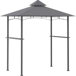 Outsunny Grillpavillon Gartenzelt Grill Pavillon Balkonpavillon Flammhemmendes Doppeldach Grau 245 X 148 X 252 Cm