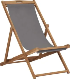 VidaXL Strandstuhl Klappbar Massivholz Teak Grau