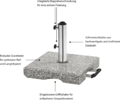 Dehner Sonnenschirm-Ständer, Eckig, Ca. 45 X 45 X 8 Cm, 40 Kg, Granit/Edelstahl, Grau/schwarz/silber -Deutschland Garten Zier Verkaufs-Shop a40d4cb27def24ed2740296cf5c4943d