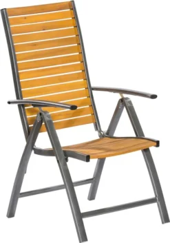 Merxx Klappsessel "Santorin" - Aluminiumgestell Graphit Mit Akazienholz