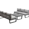 Dehner Gartenlounge Bellevue Inkl. Polster, 3-teilig, Aluminium/Polyester/Polyurethan, Dunkelgrau/hellgrau