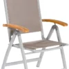 Merxx Klappsessel "Naxos" - Aluminiumgestell Silber Mit Akazienholz Und Textilbespannung Grau