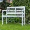 Teakbank-Landhaus-Bank-Parkbank-Gartenbank-Blumen-Bank-Balkon-Bank 2 Sitzer Shabby Chic White Washed Antik Weiss
