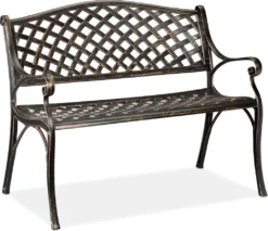 Relaxdays Gartenbank Metall In Schwarz-Bronze