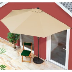 EASYmaxx Sonnenschirm Halbrund In Beige Mit UV-Schutz