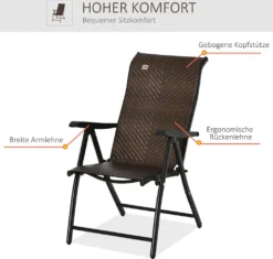 Outsunny Polyrattan Gartenstuhl Klappbar Rückenlehne 7 Stufige Verstellbar Klappstuhl Mit Armlehne Für Garten Balkon Und Terrasse Braun+Schwarz 58 X 71 X 111 Cm -Deutschland Garten Zier Verkaufs-Shop a6e5d42d8e67ae9168e925b1af83715d