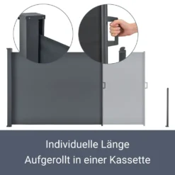Juskys Seitenmarkise Dubai 500 X 200 Cm Ausziehbar Blickdicht, Sichtschutz Windschutz Für Balkon & Terrasse, Seitenrollo Wandhalterung - Anthrazit -Deutschland Garten Zier Verkaufs-Shop a719f30e552f2a91dff31c744e4d9a12