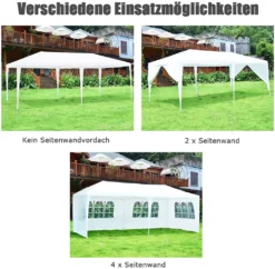 COSTWAY 3x6m Gartenpavillon Partyzelt Mit 4 Abnehmbaren Seitenwänden Inkl. Tragetasche Weiß -Deutschland Garten Zier Verkaufs-Shop a7de6d7620c87c11d270fb52681bfc6b