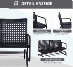 Outsunny Schaukelbank Gartenschaukel Gartenbank Sitzbank Schaukel 2-Sitzer Polyrattan -Deutschland Garten Zier Verkaufs-Shop a7e6efbf60d896b08ffd6601193d4b10