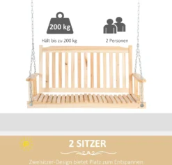 Outsunny Gartenschaukel Für 2 Personen Schaukelbank Hängebank Massivholz Patio Terrasse Hinterhof Natur 117 X 69 X 60 Cm -Deutschland Garten Zier Verkaufs-Shop a7ebf3185af608e63550f0478bbe2439