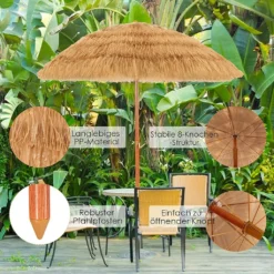 COSTWAY 200cm Sonnenschirm Reisstroh Strandschirm Neigbar Alu Gartenschirm Terrassenschirm Für Garten Strand & Outdoor -Deutschland Garten Zier Verkaufs-Shop a8268fa2ccbee6d7ccb33000f10af03e