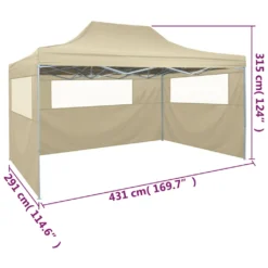 VidaXL Faltzelt Mit 3 Wänden 3 X 4,5 M Creme -Deutschland Garten Zier Verkaufs-Shop a84d880a81480bd6b7b0f42eee0105d9
