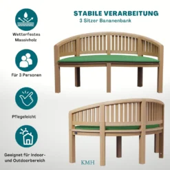 KMH® TEAK 3-sitzer Bananenbank Mit Auflage Grün -Deutschland Garten Zier Verkaufs-Shop a89119cf6289690bc2b057864353d9ff
