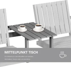 Outsunny Gartenbank Mit Tisch, Sitzgruppe, Gartenmöbel, Mit Regenschirmloch, Sitzbank, 2 Stühle, Massivholz, Grau, 152 X 70 X 83 Cm -Deutschland Garten Zier Verkaufs-Shop a91be97e6d0e31df40e10d0a2089c8fc