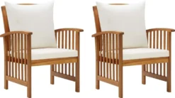 VidaXL Gartenstühle Mit Kissen 2 Stk. Akazie Massivholz
