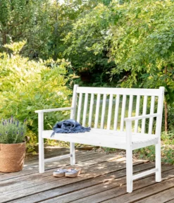 Dehner Gartenbank Mykonos, 2-Sitzer, Ca. 120 X 89 X 61 Cm, FSC® Akazienholz, Weiß -Deutschland Garten Zier Verkaufs-Shop aa7da947c2cbbe185d5e1deeb946ef0c