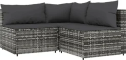 VidaXL 4-tlg. Garten-Lounge-Set Mit Kissen Grau Poly Rattan -Deutschland Garten Zier Verkaufs-Shop aac67bb815e9cbb3c34e721671e1346e