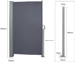 EINFEBEN Seitenmarkise Markisen Alu Ausziehbar 160x300 Cm Anthrazit Sichtschutz Windschutz Sonnenschutz Seitenrollo -Deutschland Garten Zier Verkaufs-Shop ab160bc16924b848b3552cdbcb8a4879
