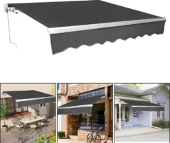 Lospitch Sonnenmarkise Manuelle Gelenkarmmarkise Markise Sonnenschutz, 3,5 X 3 M Alu/Polyester Anti-UV Und Wasserfest Terrasse Oder Garten Grau -Deutschland Garten Zier Verkaufs-Shop ab3d974bc2a735e4c1565b3c8293c27c