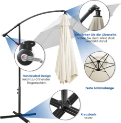 EINFEBEN 3m Sonnenschirm Sonnenschirme Ampelschirm Gartenschirm Terrassen UV40+ Marktschirm,Beige,3m -Deutschland Garten Zier Verkaufs-Shop abbee639d86fe6574461fef707f574ad