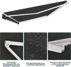 COSTWAY Markise Mit Kurbel Klemmmarkise Gelenkarmmarkise Sonnenmarkise Terrassenmarkise Sonnenschutz 250x200cm Grau -Deutschland Garten Zier Verkaufs-Shop ac048ba66b13b7111cc069faf858477a