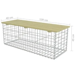 VidaXL Gabionen-Bank 120 Cm Verzinkter Stahl Und Kiefernholz -Deutschland Garten Zier Verkaufs-Shop ac11a4acc4bd7196fc3a88fd4f4b6c92