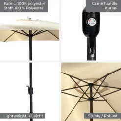 MIADOMODO® Sonnenschirm - 300 Cm, Mit Kurbel, Höhenverstellbar, UV-Schutz, Farbwahl - Gartenschirm, Terrassenschirm, Balkonschirm -Deutschland Garten Zier Verkaufs-Shop ac1ace586fb46ff7dc9213b35355ff82