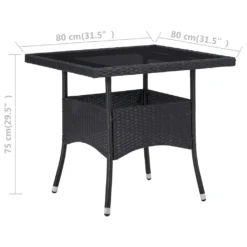VidaXL Garten-Esstisch Schwarz Poly Rattan Und Glas -Deutschland Garten Zier Verkaufs-Shop ac6182429032bea152d2e1e8fa203326