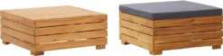 VidaXL Gartentisch Und Hocker Mit Kissen Massivholz Akazie